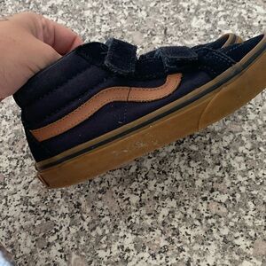 🍎Boys Vans Sk8 Hi Top Navy/Brown Sz 1 Boys